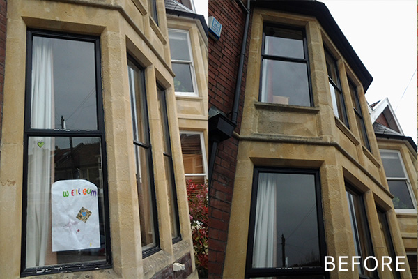 Black Timber Sash Window Replacement (before)