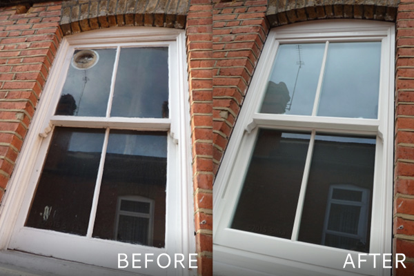 Replacement Timber Sash Windows (before & after)