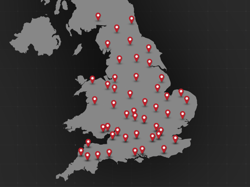 Mobile installers UK map of locations