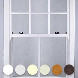 white sash window and colour samples