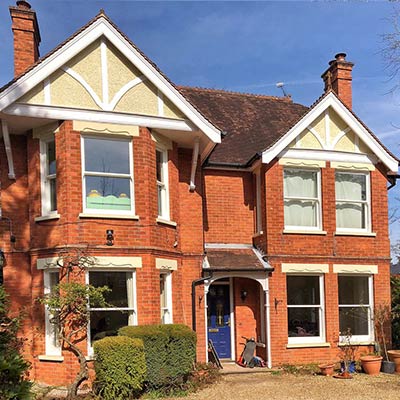 Sliding sash window installation full front of house