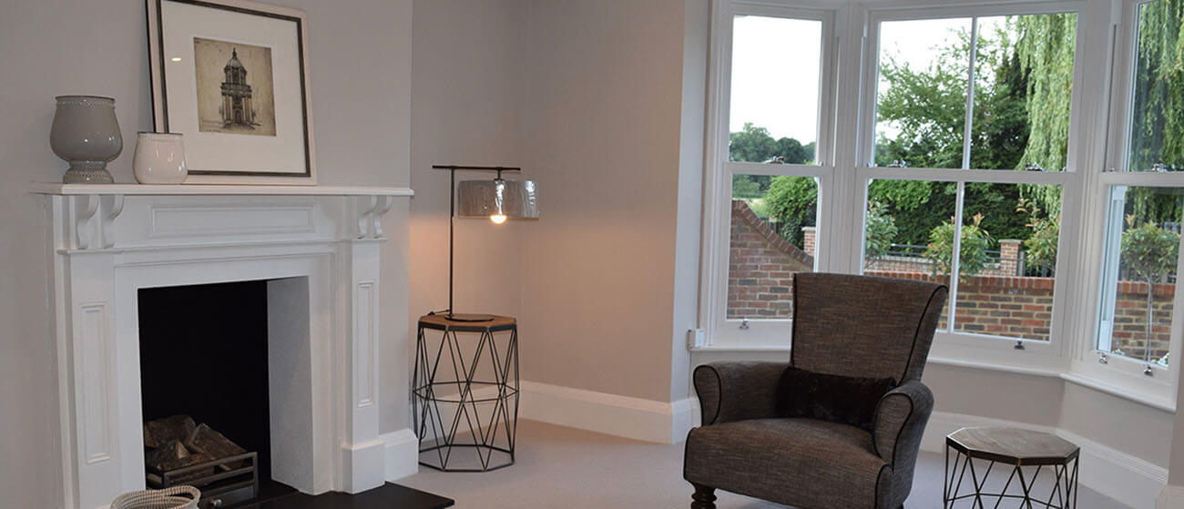 Millwater cottage bedroom interior with victorian sliders